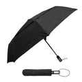 Dry Zone Windproof Three-Fold Small Umbrella - Heavy Duty Strong Umbrella, Fibreglass Frame, Magnetic Strap, Black Handle - Waterproof All Weather Protection