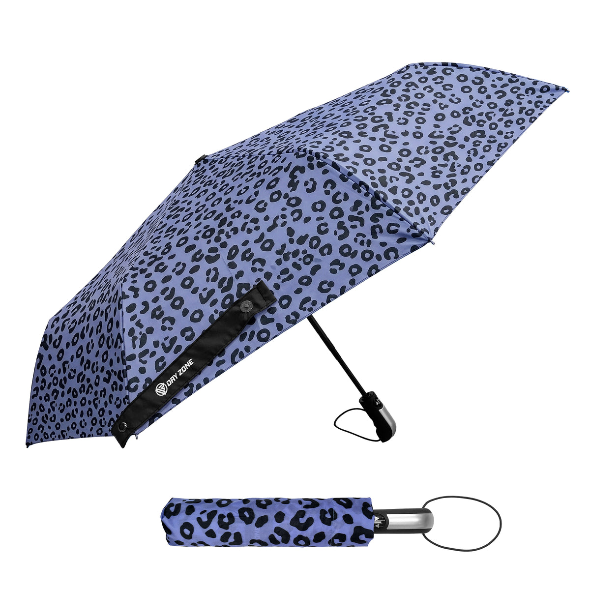 Dry Zone Windproof Three-Fold Small Umbrella - Heavy Duty Strong Umbrella, Fibreglass Frame, Magnetic Strap, Black Handle - Waterproof All Weather Protection
