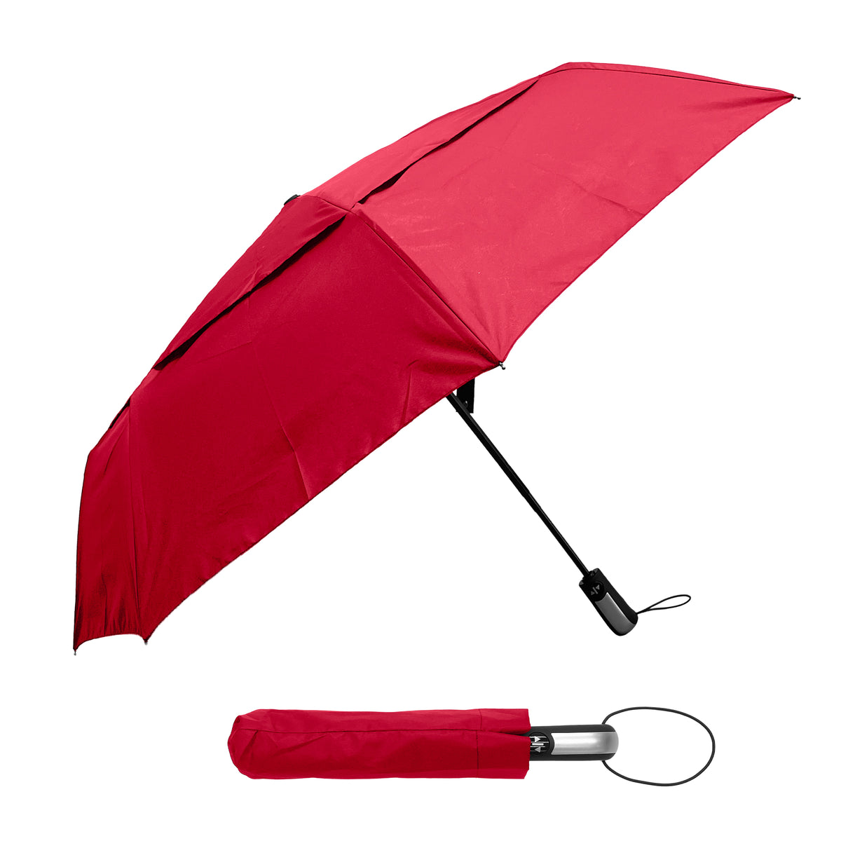 Dry Zone Windproof Three-Fold Small Umbrella - Heavy Duty Strong Umbrella, Fibreglass Frame, Magnetic Strap, Black Handle - Waterproof All Weather Protection
