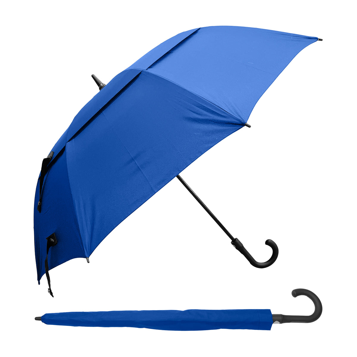 Dry Zone Windproof Golf Umbrella - Heavy Duty Large Umbrella, Fibreglass Frame, Double Vented Canopy, Magnetic Strap, Rubberised Handle - Waterproof All Weather Protection